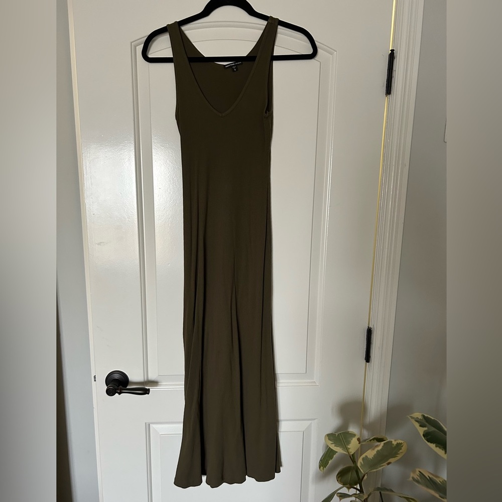 James Peres olive green rib dress